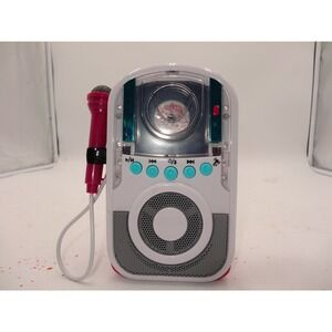 My Life As Bluetooth Karaoke Machine with Microphone an Light Effects White Pink